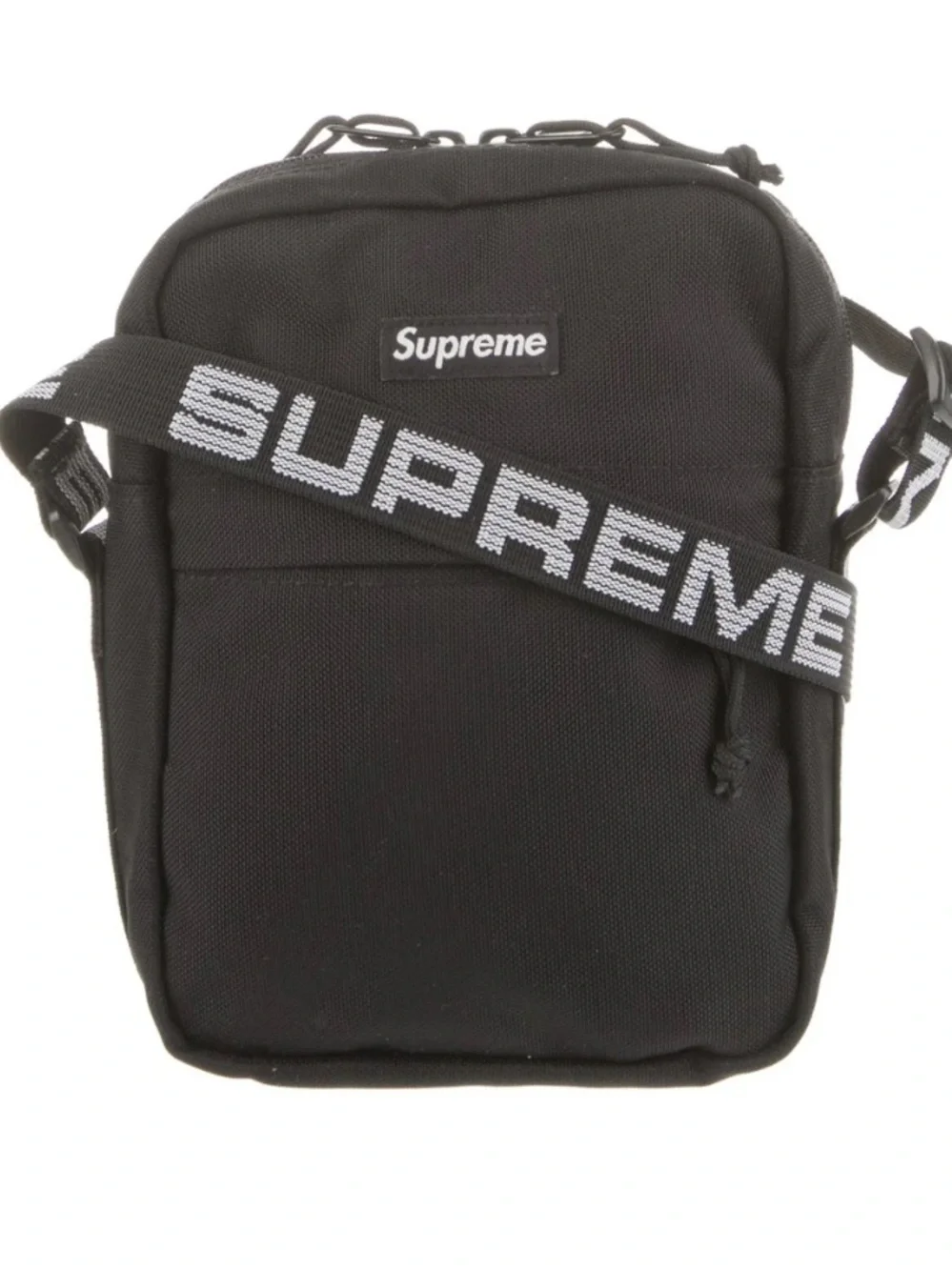 Supreme Black Logo Strap Shoulder Bag